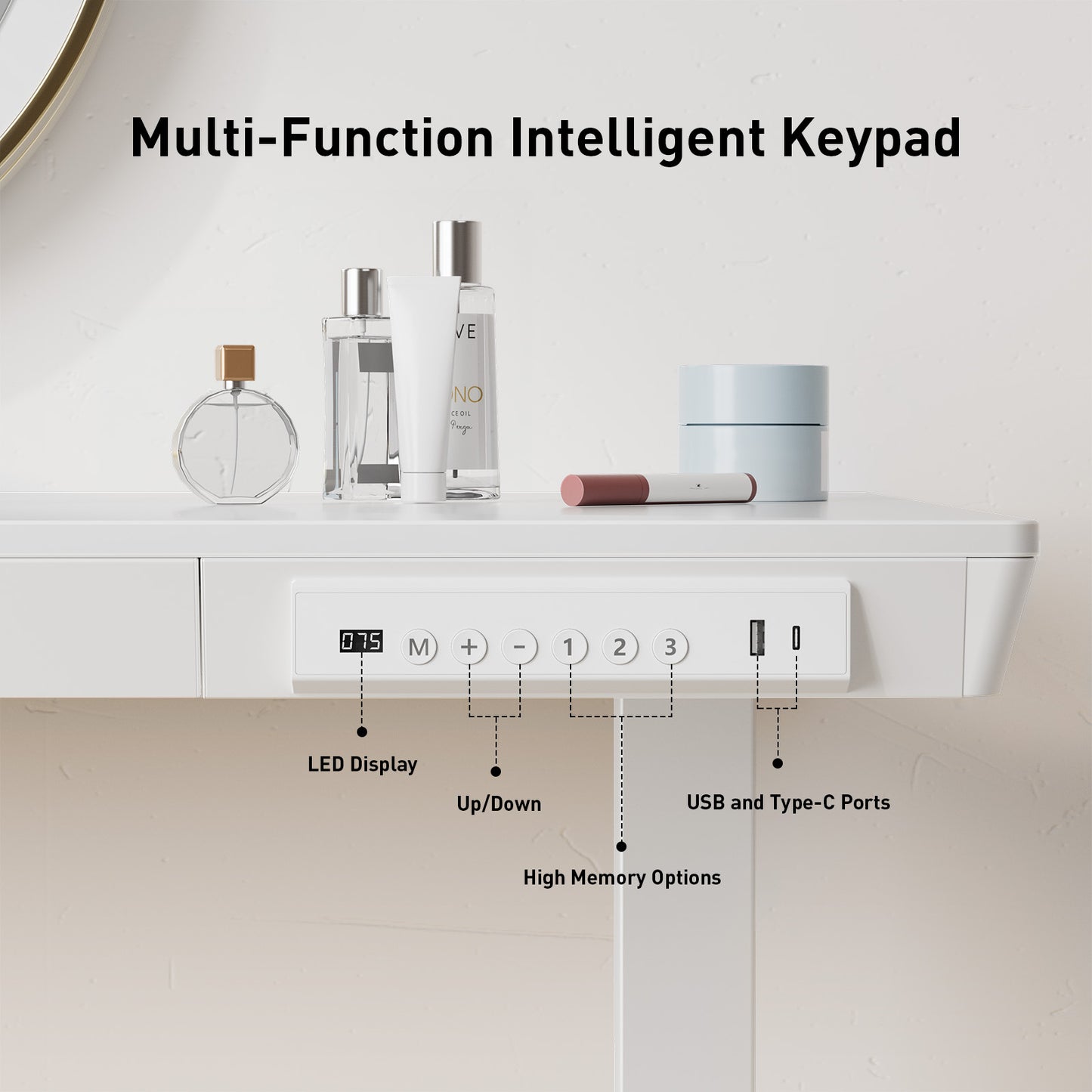 Kyspho 48'' x 24'' Electric Standing Desk with Drawer, Whole Piece Tabletop Height Adjustable Desk with USB Charging Ports, Sit Stand Desk with Storage for Home & Office White