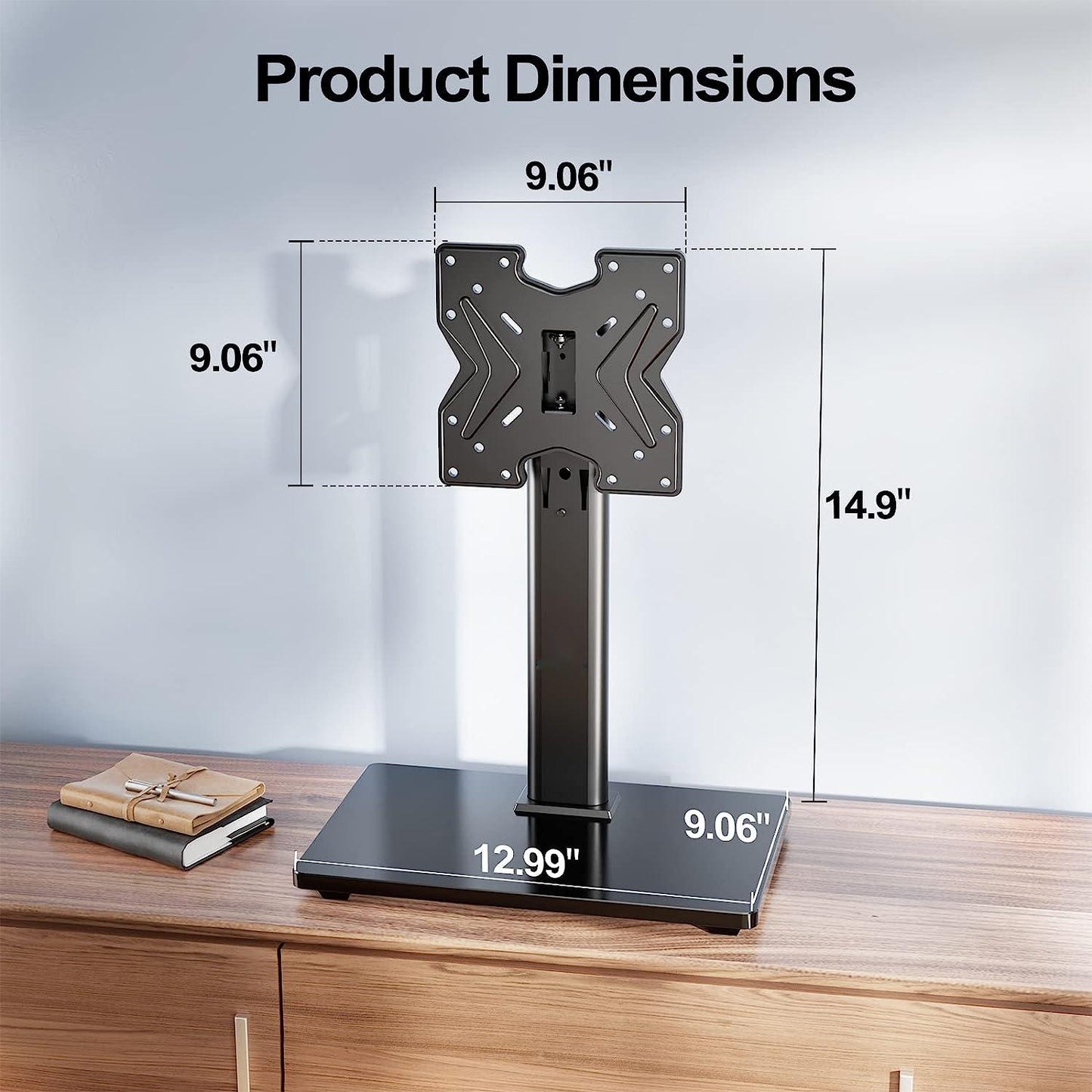 PERLESMITH Swivel Universal TV Stand for 19-39" TVs/Monitor/PC Height Adjustable with Tempered Glass Base Max 200x200