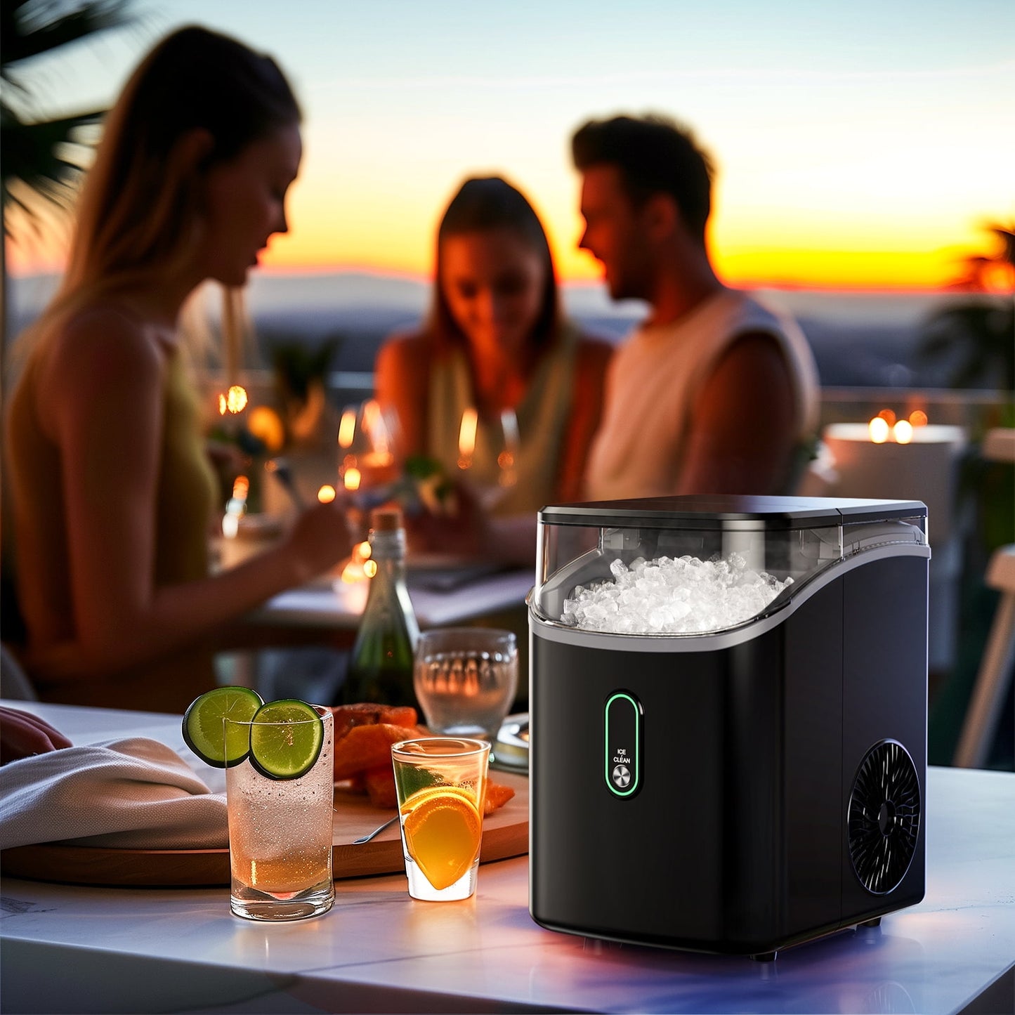 Philergo Nugget Ice Maker Countertop, Pebble Ice Maker with Soft Chewable Ice, 35 lbs/24 Hrs for Home, Kitchen, RV, Camping, Black