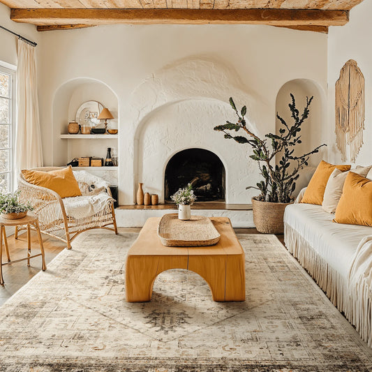 5'x7' Washable Area Rug with Non-Slip Backing for Living Room, Bedroom, Dining Room, Dorm, Office