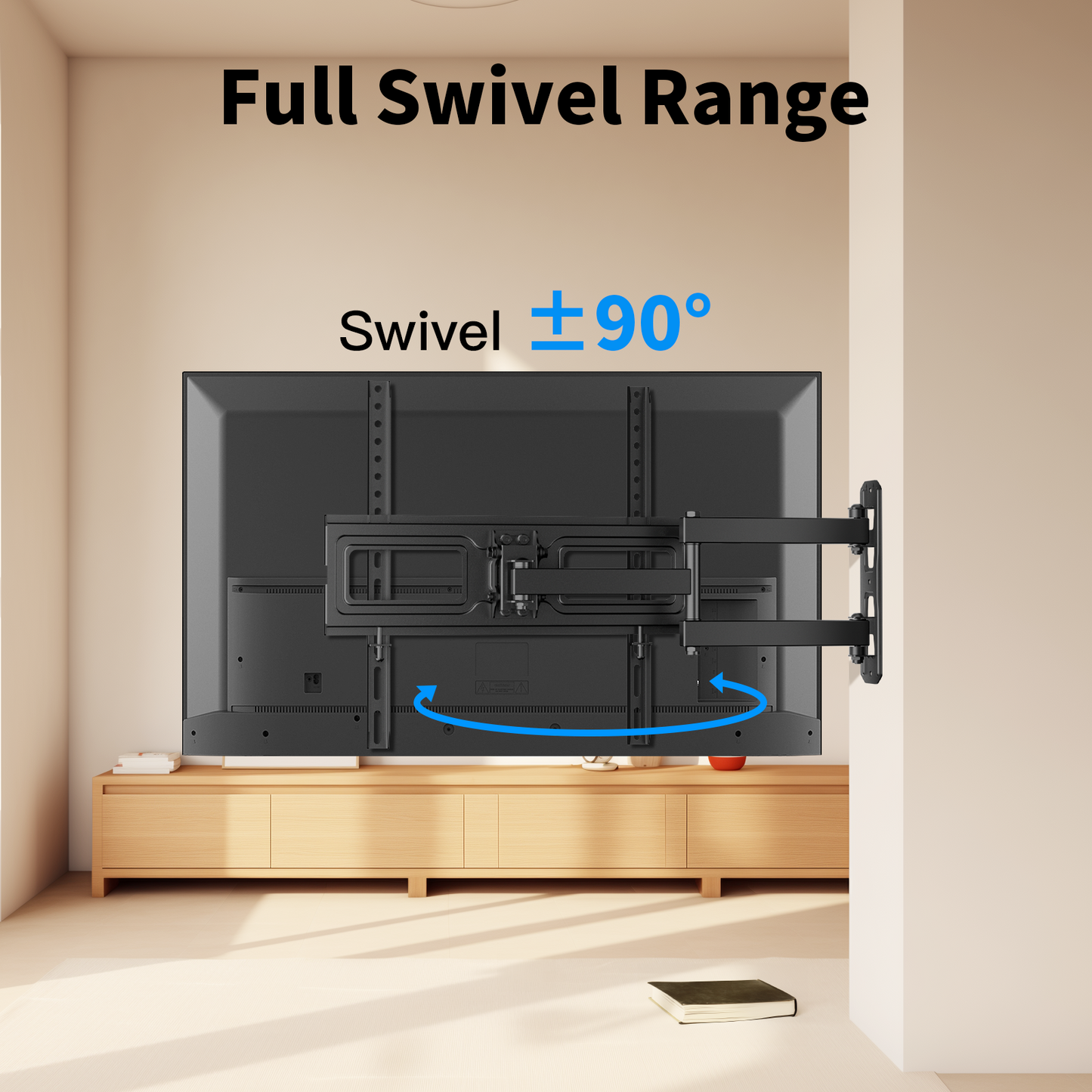 MountFTV Full Motion TV Wall Mount Bracket for 32-55 inch LED LCD OLED Flat Curved Screen TVs Up to 77lbs, Max 400x400mm