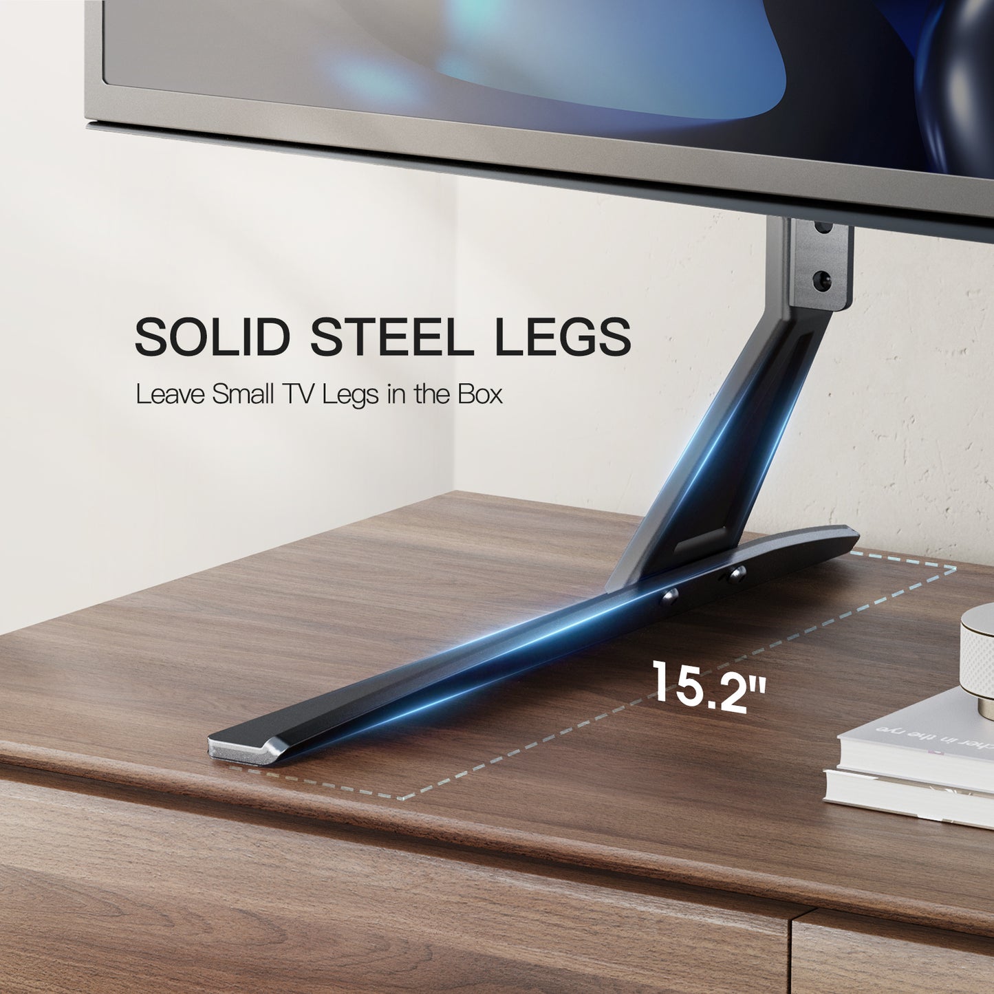 MountFTV Universal Table Top TV Stand for 22-65" Flat Screen with Height Adjustable Leg Stand Max 800x500mm, Holds up to 110 lbs