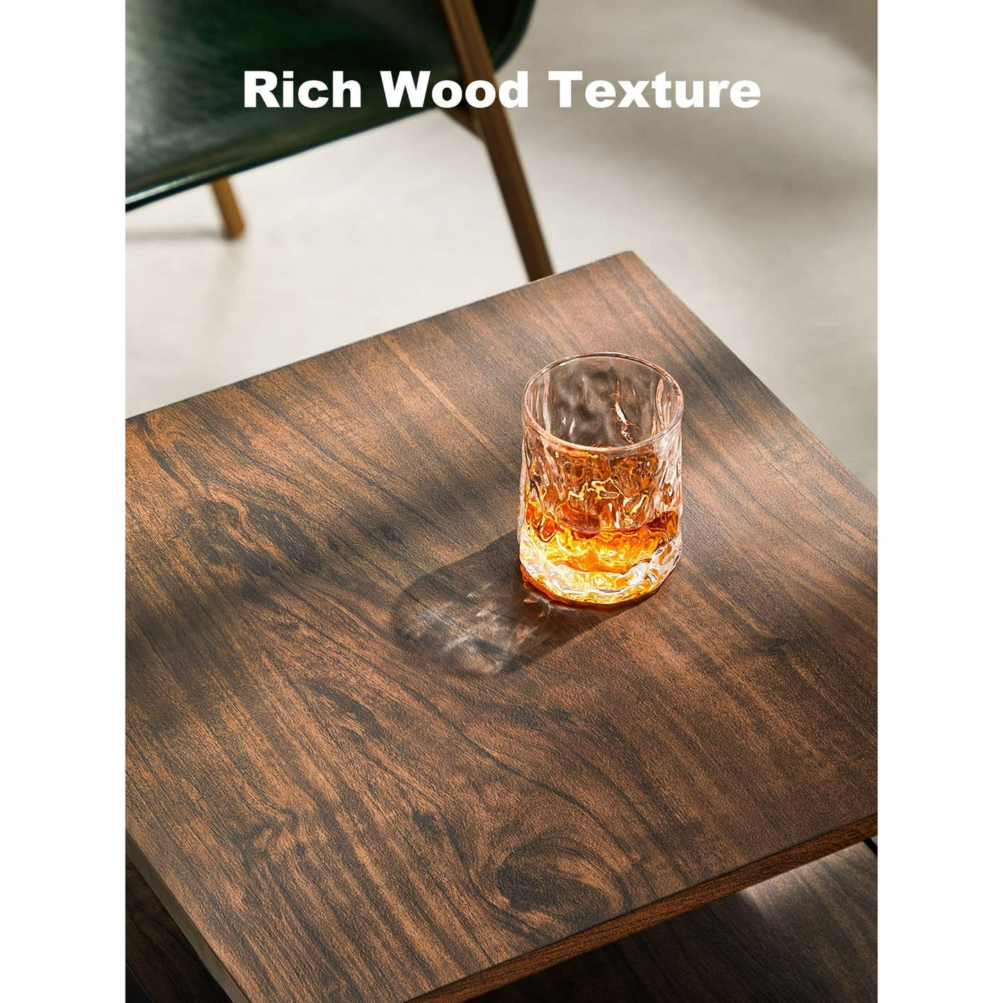 2-Tier Rustic Full Metal Frame Nightstand Table Bedside End Table with Drawer for Livingroom Bedroom