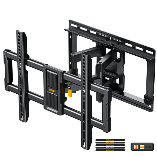 MountFTV Full Motion TV Wall Mount for 40 – 90 Inch Flat Curved TVs, Up to 132 lbs, 12"/16" Wood Studs, TV Stand with Tool-Free Tilt, Swivel, Extension,600 x 400mm
