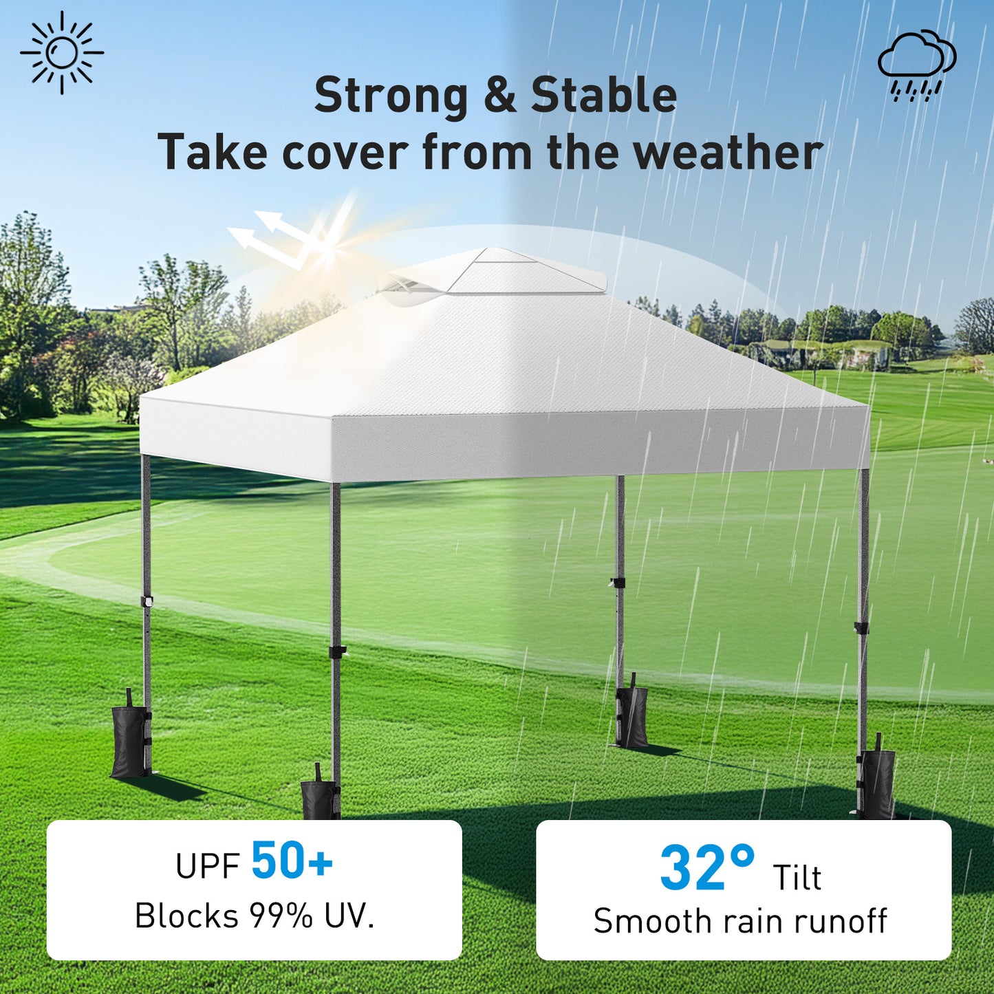 CHITOOMA 10 x 10ft Pop up Canopy Tent, Instant Outdoor Shelter Easy Portable Straight Leg Canopy Tent, White