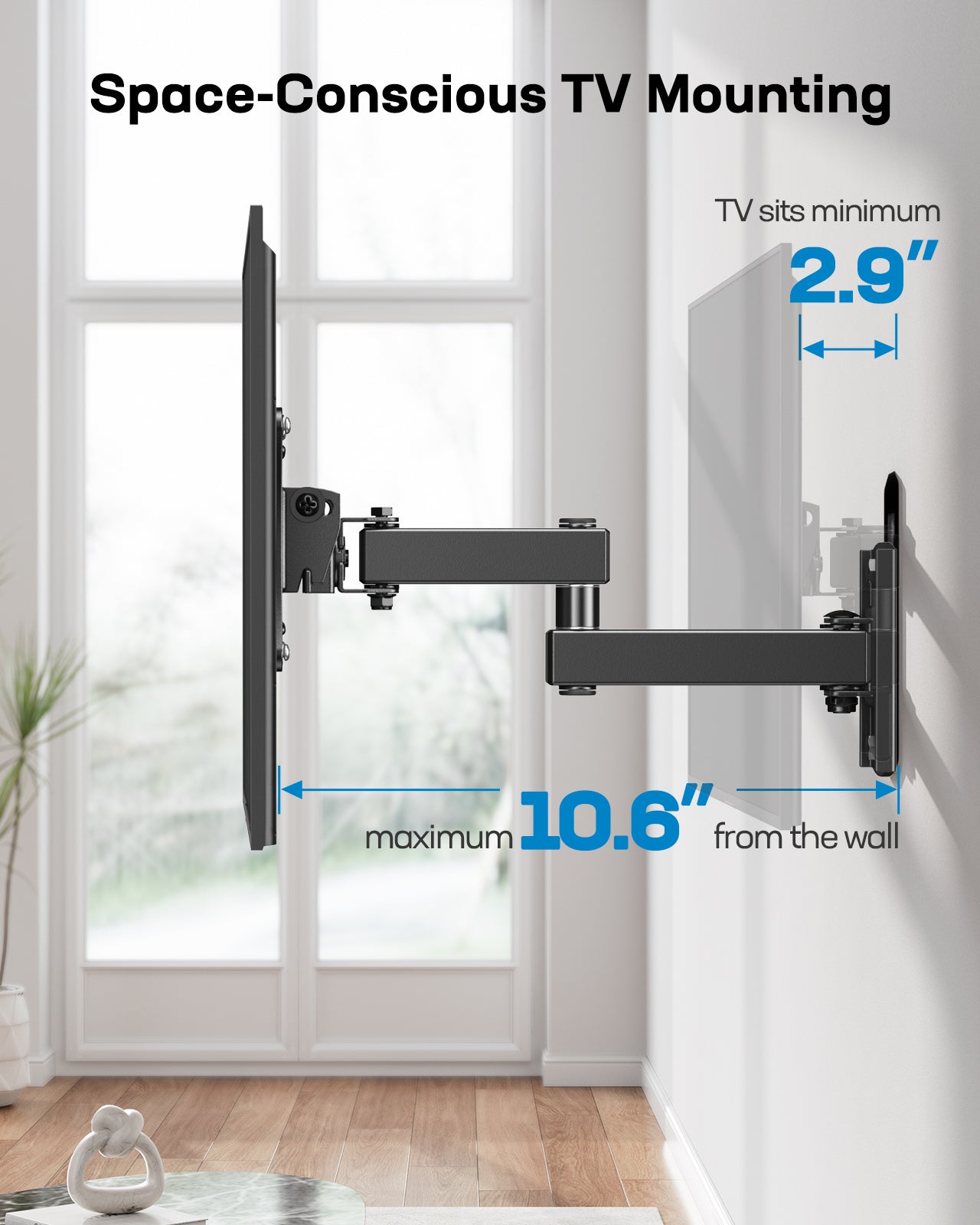 MountFTV Full Motion TV Wall Mount Brackets for 13-32 Inch TVs, 360° Rotation TV Mount Max 100x100mm, Hold up to 33 LBS