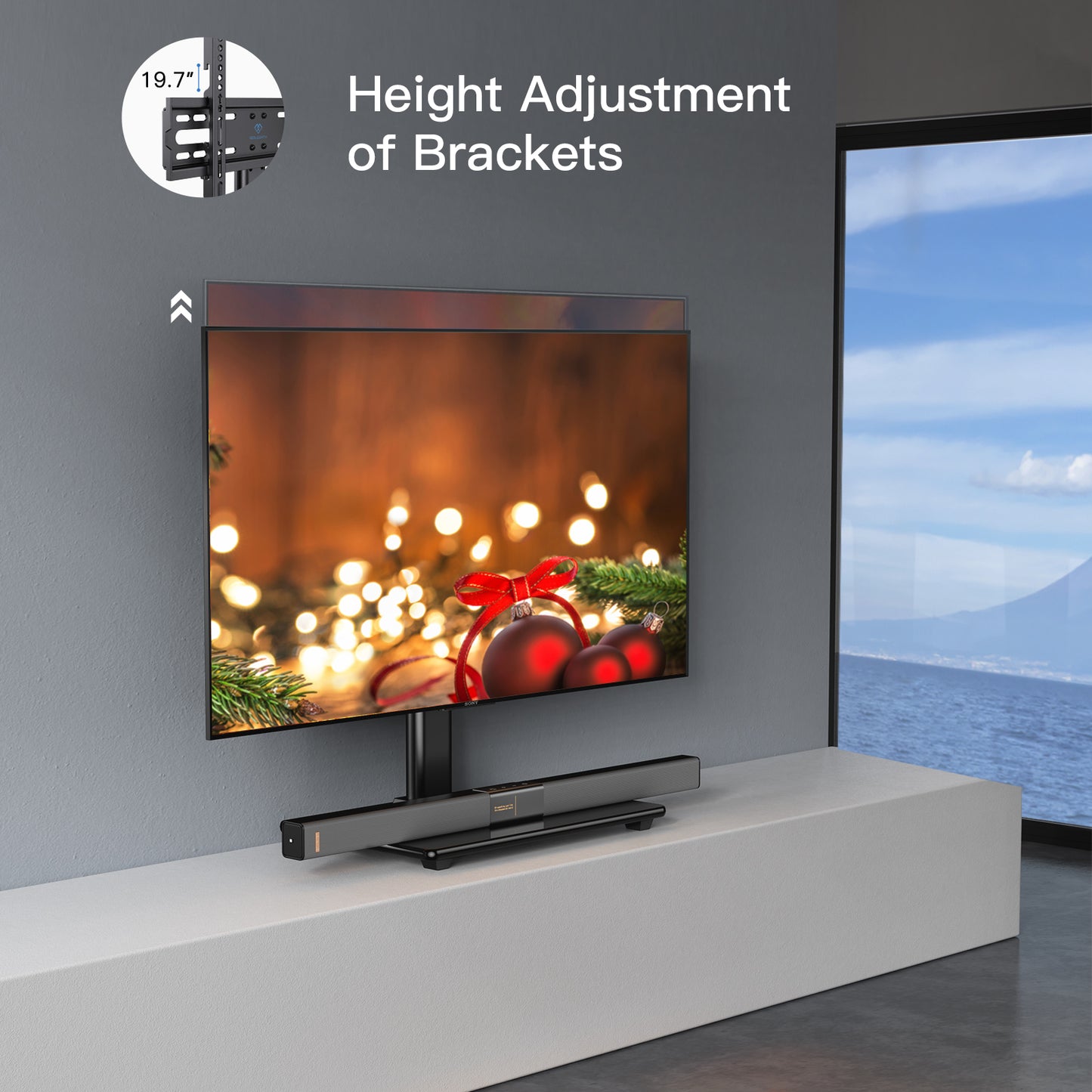 Universal TV Stand for 32-55 Inch TVs Height Adjustable TV Base Stand with Tempered Glass Base & Wire Managemen, Hold up to 88lbs, Max 400x400mm