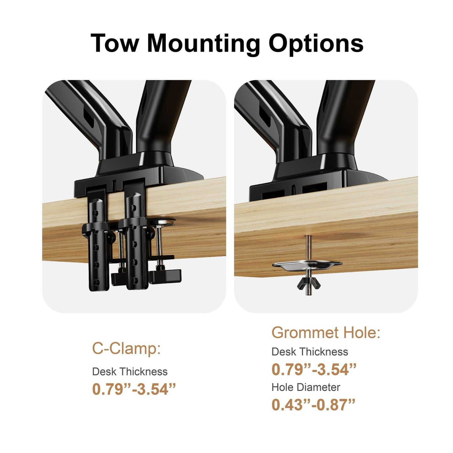PERLESMITH Dual Monitor Stand, Desk Mount Base for 17-27 inch Computer Screens
