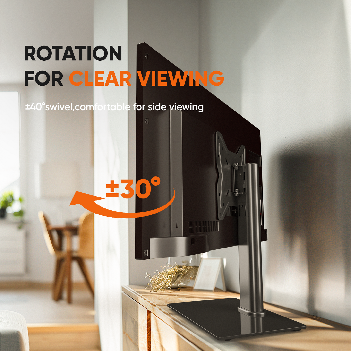 MountTV Universal Tabletop TV Stand for 19-39 inch TVs Monitor, Height Adjustable with Tempered Glass Base, Max 200x200mm