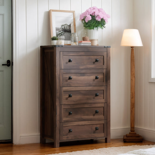 CHITOOMA 5 Drawer Dresser for Bedroom Modern Storage Tower for Closet, Hallway, Entryway, Nursery Room