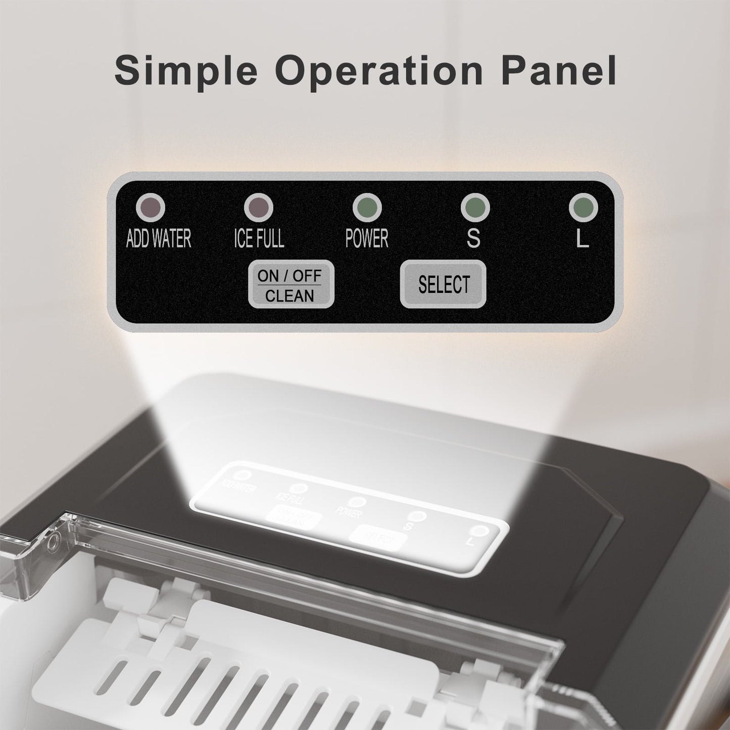 Portable Ice Maker Countertop, 9Pcs/8Mins, 26lbs/24H, Self-Cleaning Ice Machine with Handle, 2 Sizes of Bullet Ice for Home Kitchen Office Bar Party, Black
