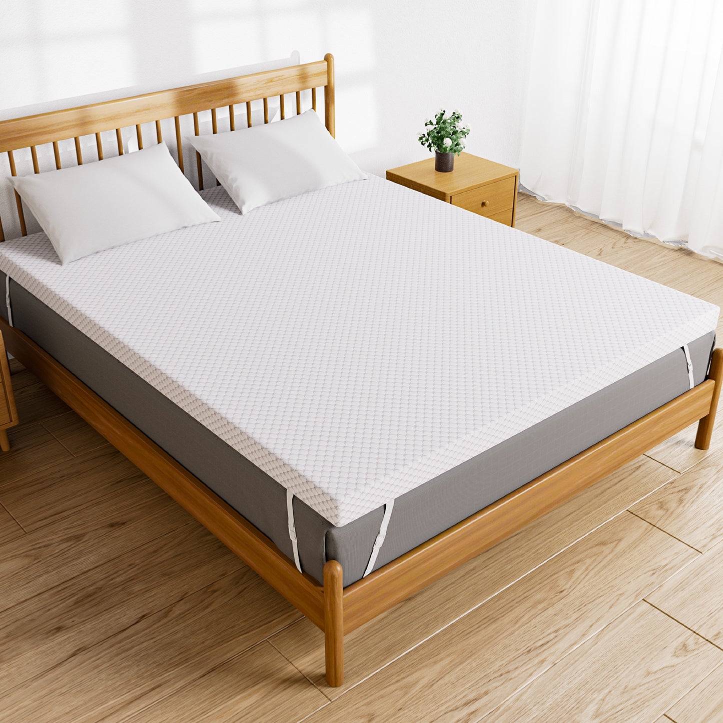CHITOOMA 3 inch Gel Memory Foam Mattress Topper with Removable & Washable Cover, Full