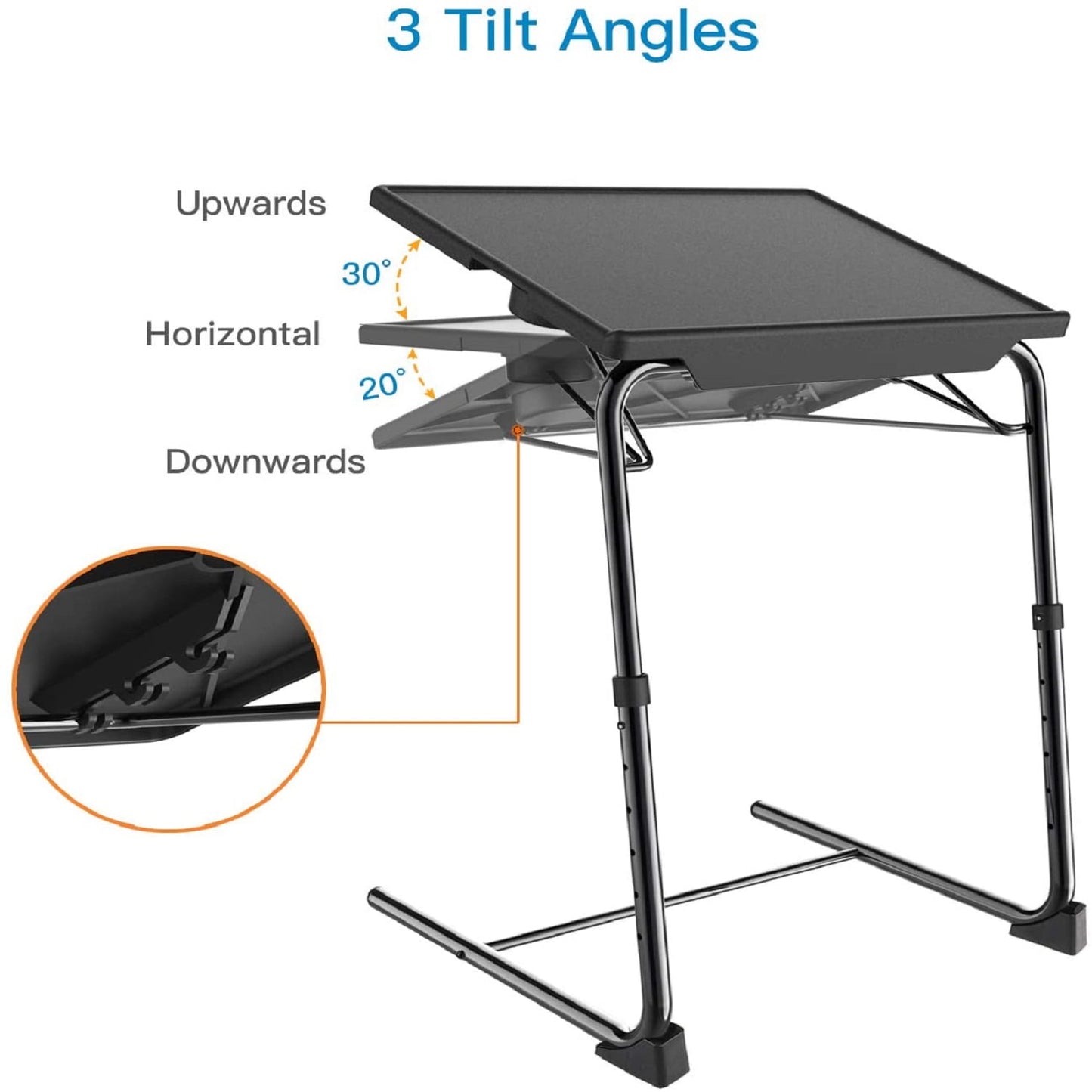 Perlegear Portable 6 Height & 3 Tilt Angles TV Tray Table TV Dinner Sofa Desk for Home Office, Black