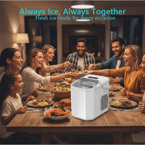 Philergo Ice Maker Countertop, 26lbs Per day, 9 Bullet Ice Cubes Ready in 6 Mins, Auto-Cleaning with Basket and Scoop for Home/RV/Camping/Party/Travel,White