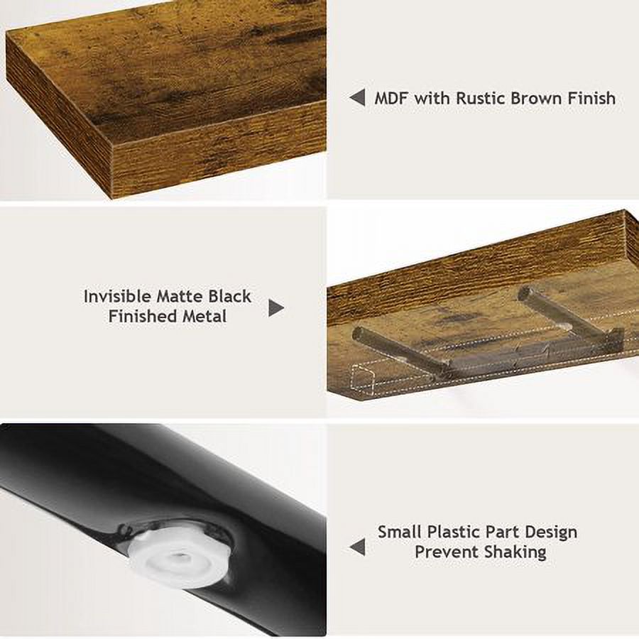 3 Sets Wall Mounted Floating Shelves, Storage Shelves, Perfect for Bedroom, Bathroom, Living Room and Kitchen Storage