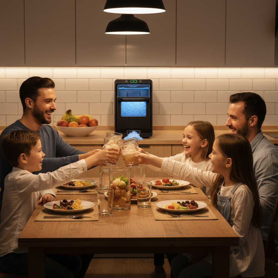 Philergo Nugget Ice Maker Countertop, 44Lbs/24H, Self-Cleaning Pellet Ice Machine with Ice Scoop and Basket, 10-15 Minute Ice Making for Home/Kitchen/Office, Black