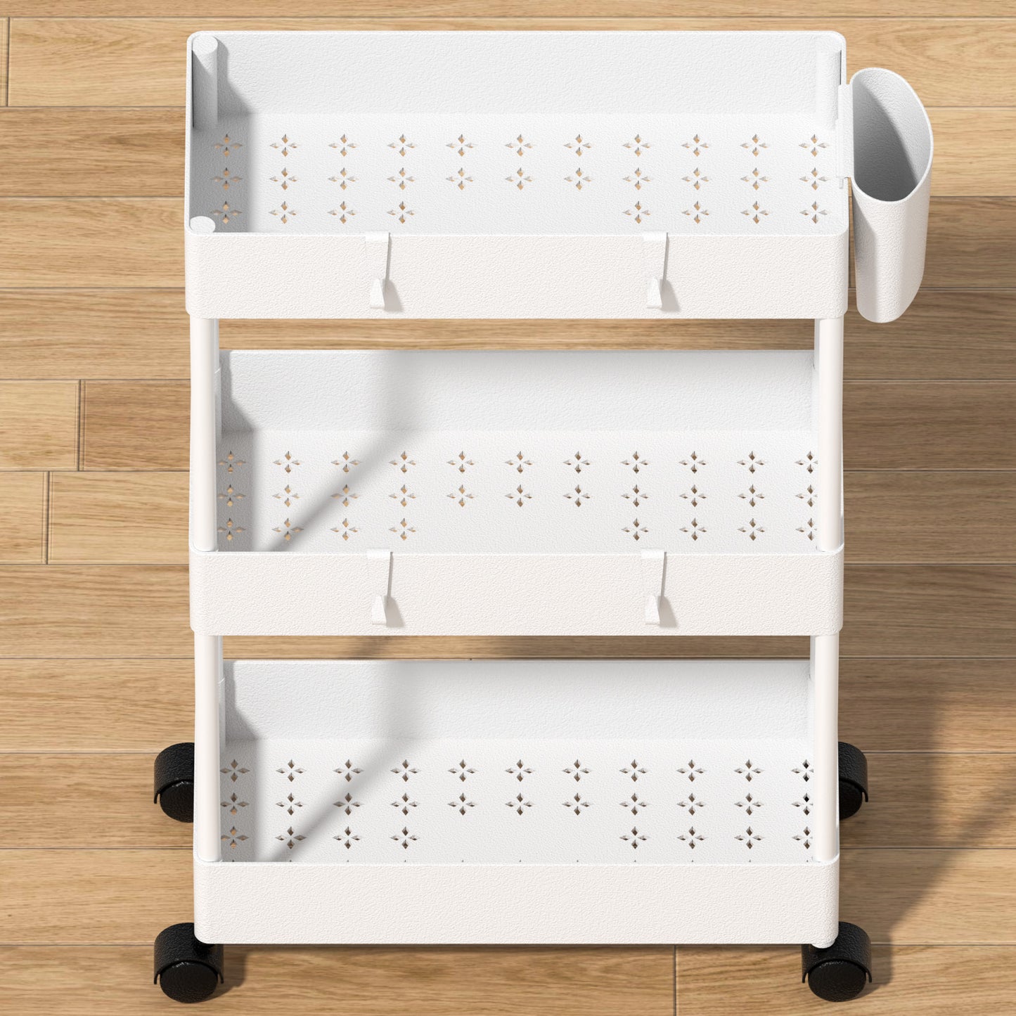 3 Tier Removable Slim Storage Cart with Wheels, Bathroom Cart Organizer Small, Rolling Cart for Bathroom, Kitchen, Narrow Space, White