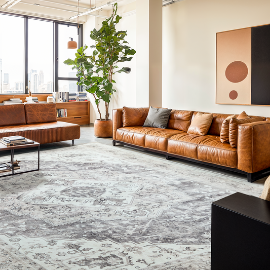 9'x12' Washable Area Rug with Non-Slip Backing for Living Room, Bedroom, Dining Room, Dorm, Office