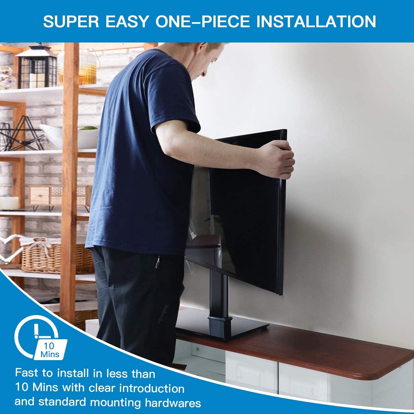 Universal TV Stand Table Top TV Base for 32 to 60 inch Flat Screen TVs Height Adjustable TV Mount Stand with Base, Holds up to 88lbs, Max 400x400mm