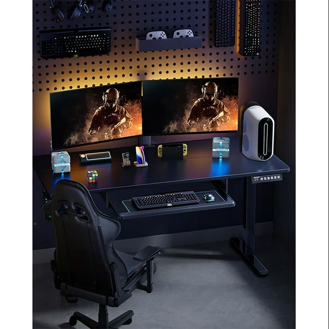 Electric Standing Desk with Keyboard Tray 48 x 24 Inches Height Adjustable Sit Stand up Desk Memory Computer Home Office Desk - Walmart.com
