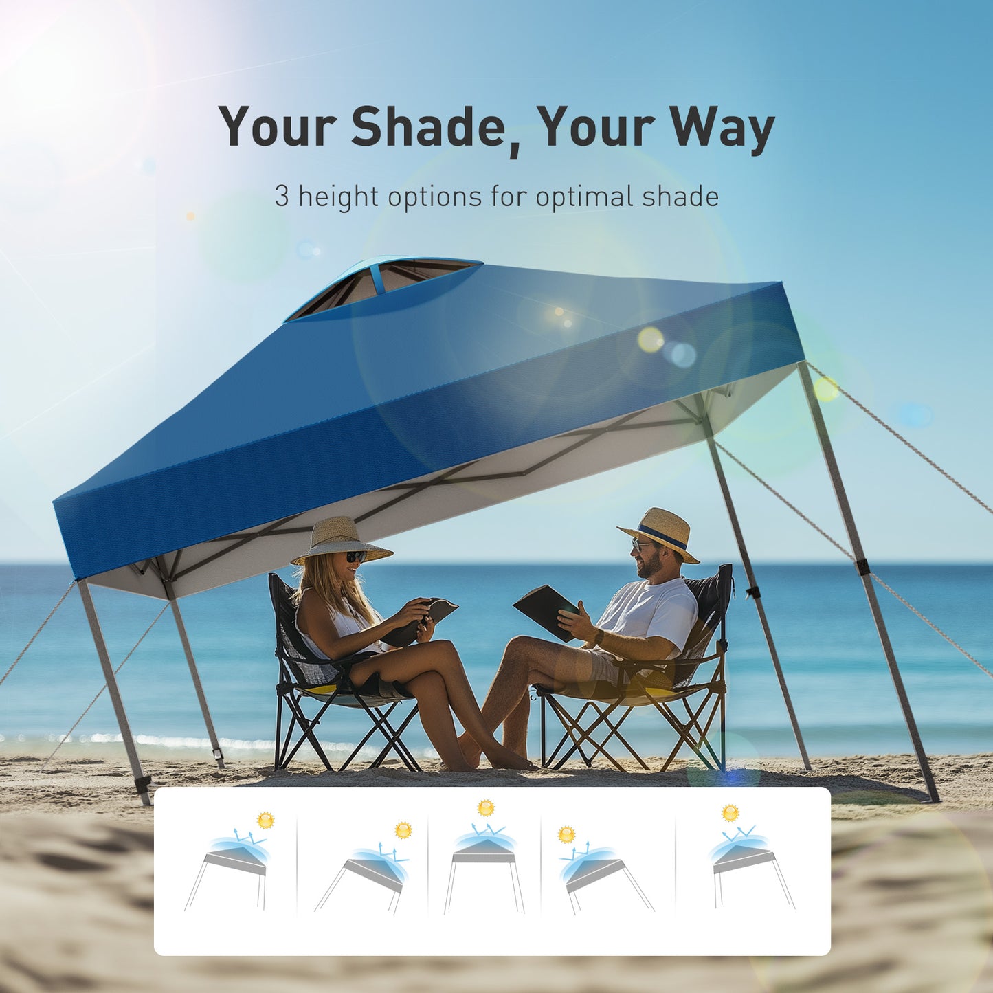 CHITOOMA 10 x 10ft Pop up Canopy Tent, Instant Outdoor Shelter Easy Portable Straight Leg Canopy Tent, Navy Blue