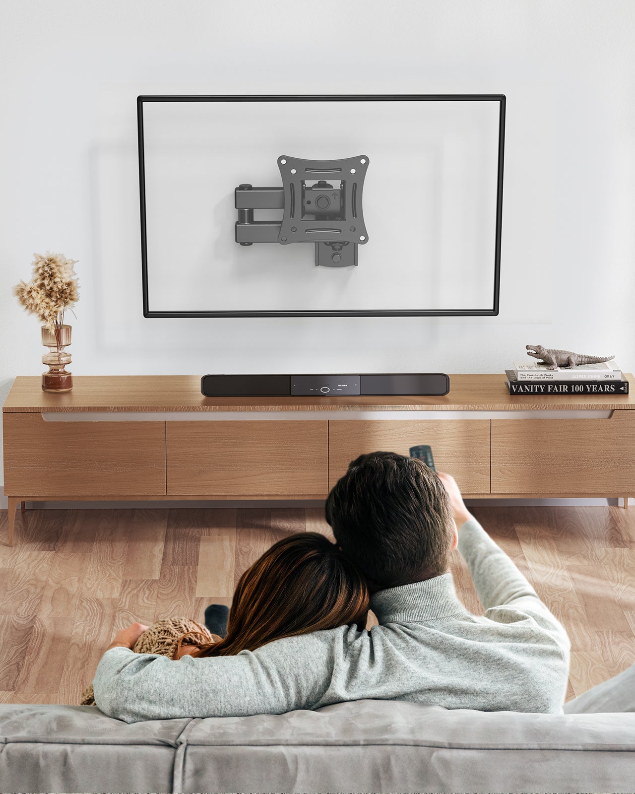MountFTV Full Motion TV Wall Mount Brackets for 13-32 Inch TVs, 360° Rotation TV Mount Max 100x100mm, Hold up to 33 LBS
