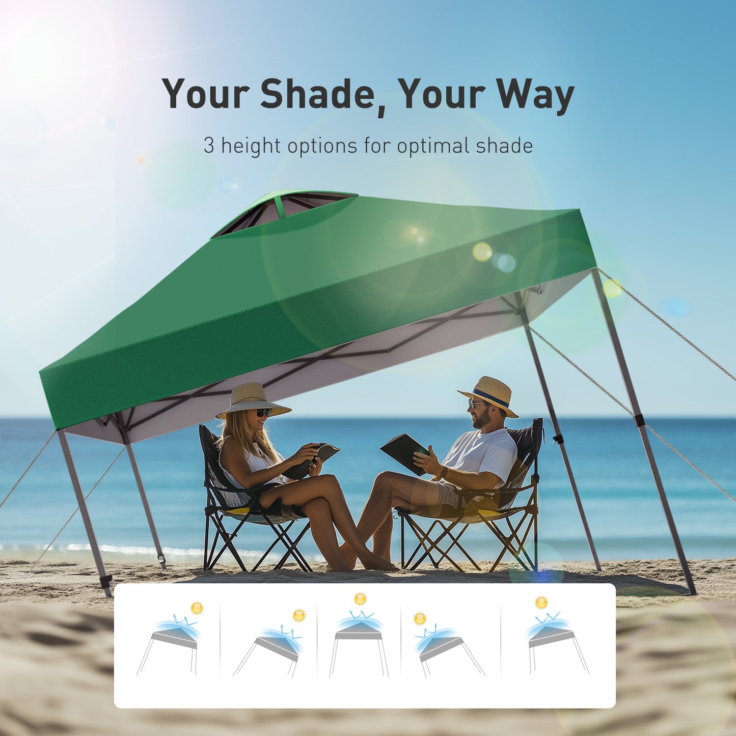 CHITOOMA 10 x 10ft Pop up Canopy Tent, Instant Outdoor Shelter Easy Portable Straight Leg Canopy Tent, Green