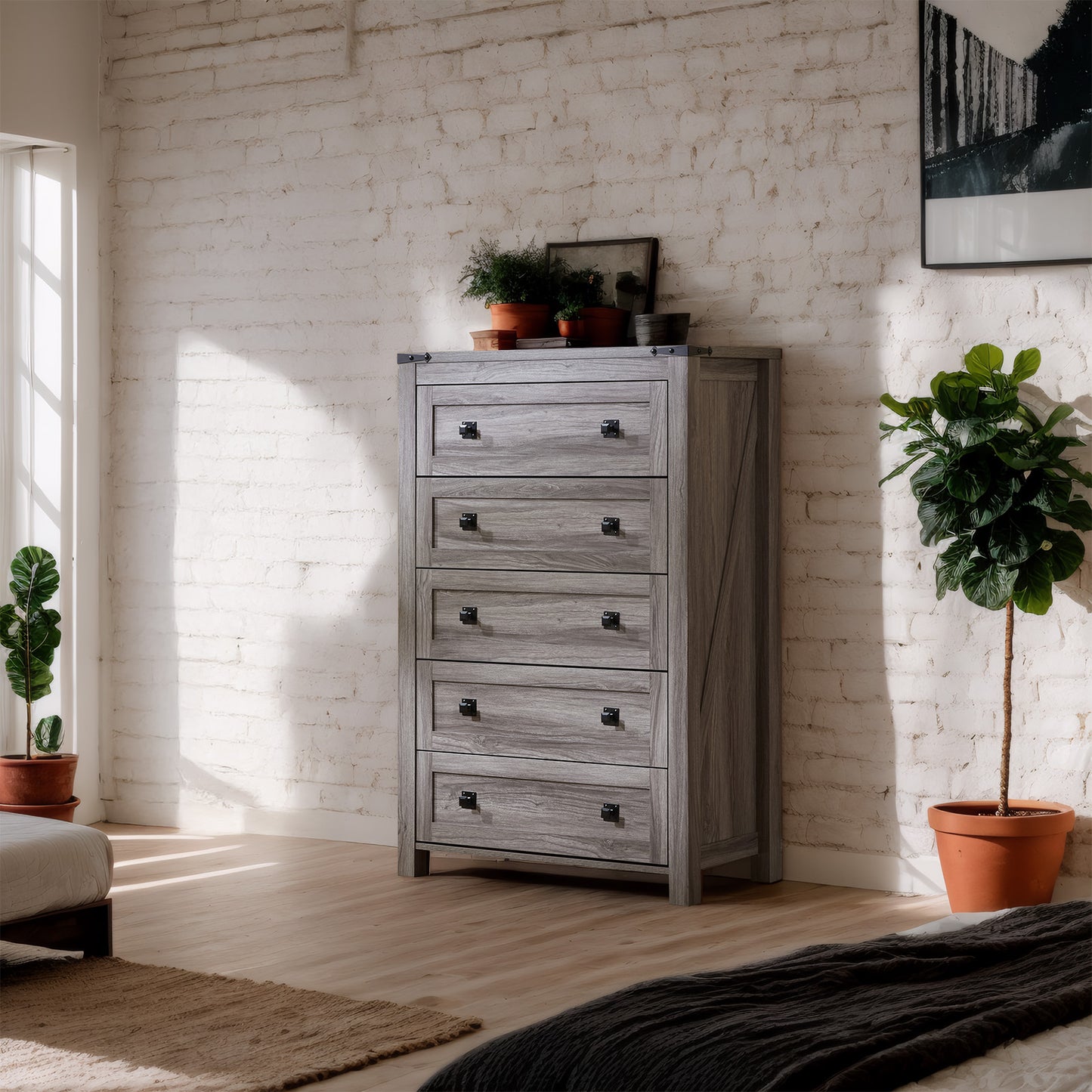 CHITOOMA 5 Drawer Dresser for Bedroom Modern Storage Tower for Closet, Hallway, Entryway, Nursery Room