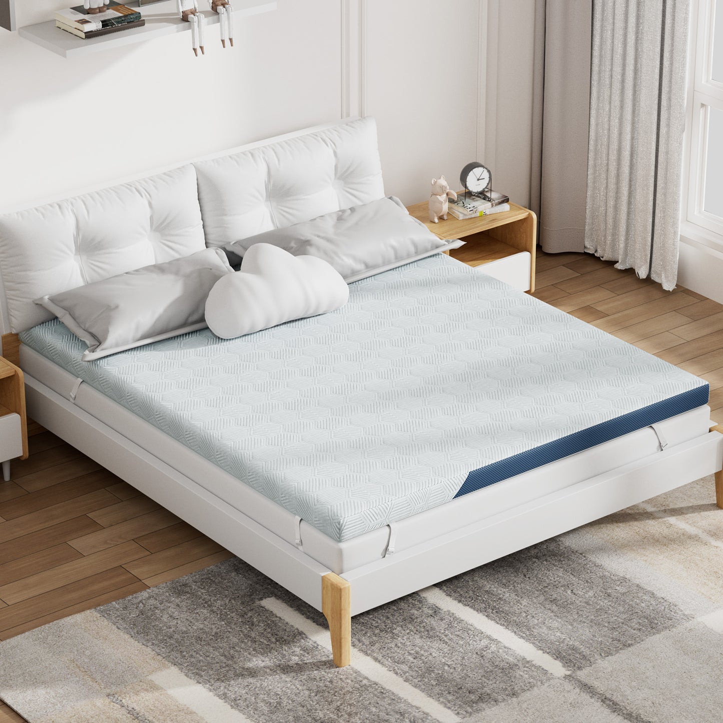 3 Inch Gel Cooling Memory Foam Mattress Topper with Removable & Washable Cover, CertiPUR-US Certified, King