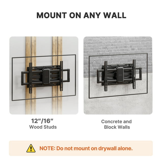 MountFTV Full Motion TV Wall Mount Bracket for 37-90 inch Curved TVs, Universal Swivel Tilts Dual Articulating Extension Arms , Holds up to 132lbs Max 600x400mm