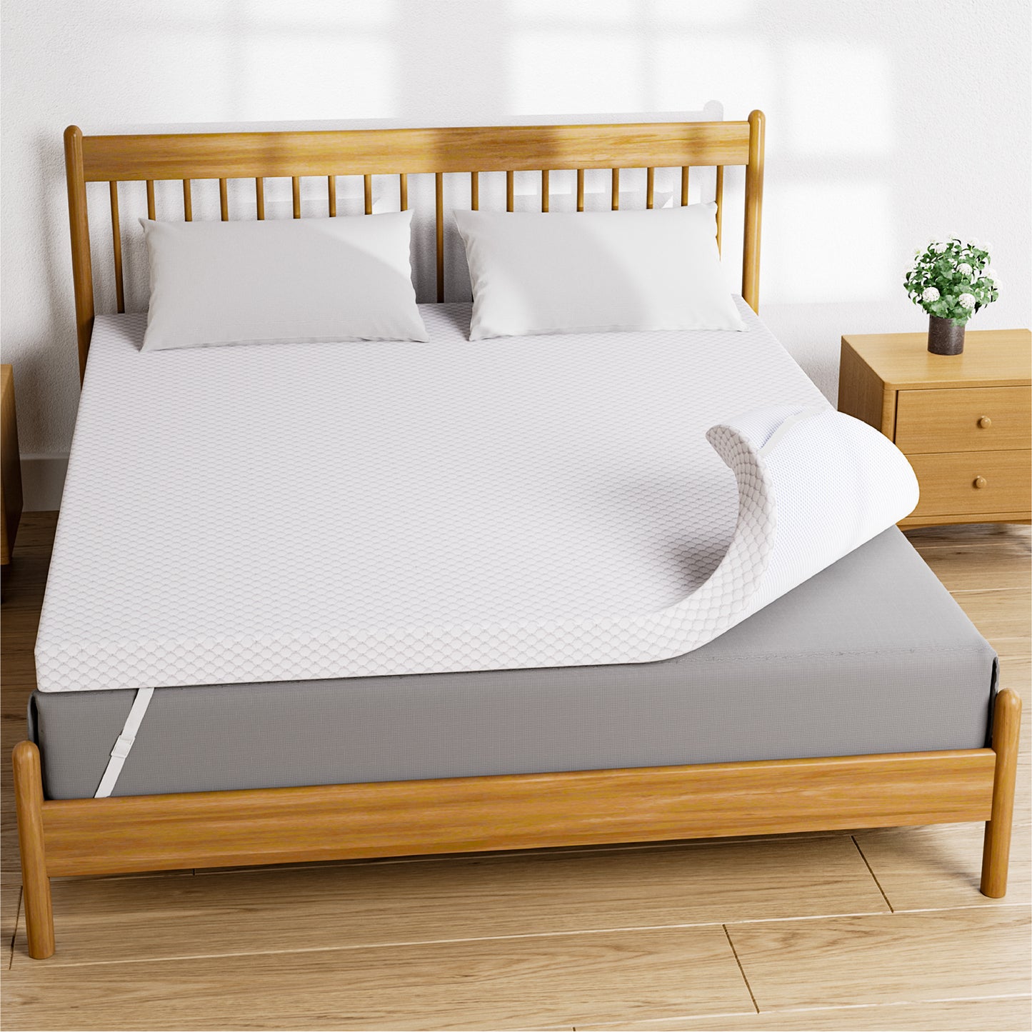 CHITOOMA 3 inch Gel Memory Foam Mattress Topper with Removable & Washable Cover, Full