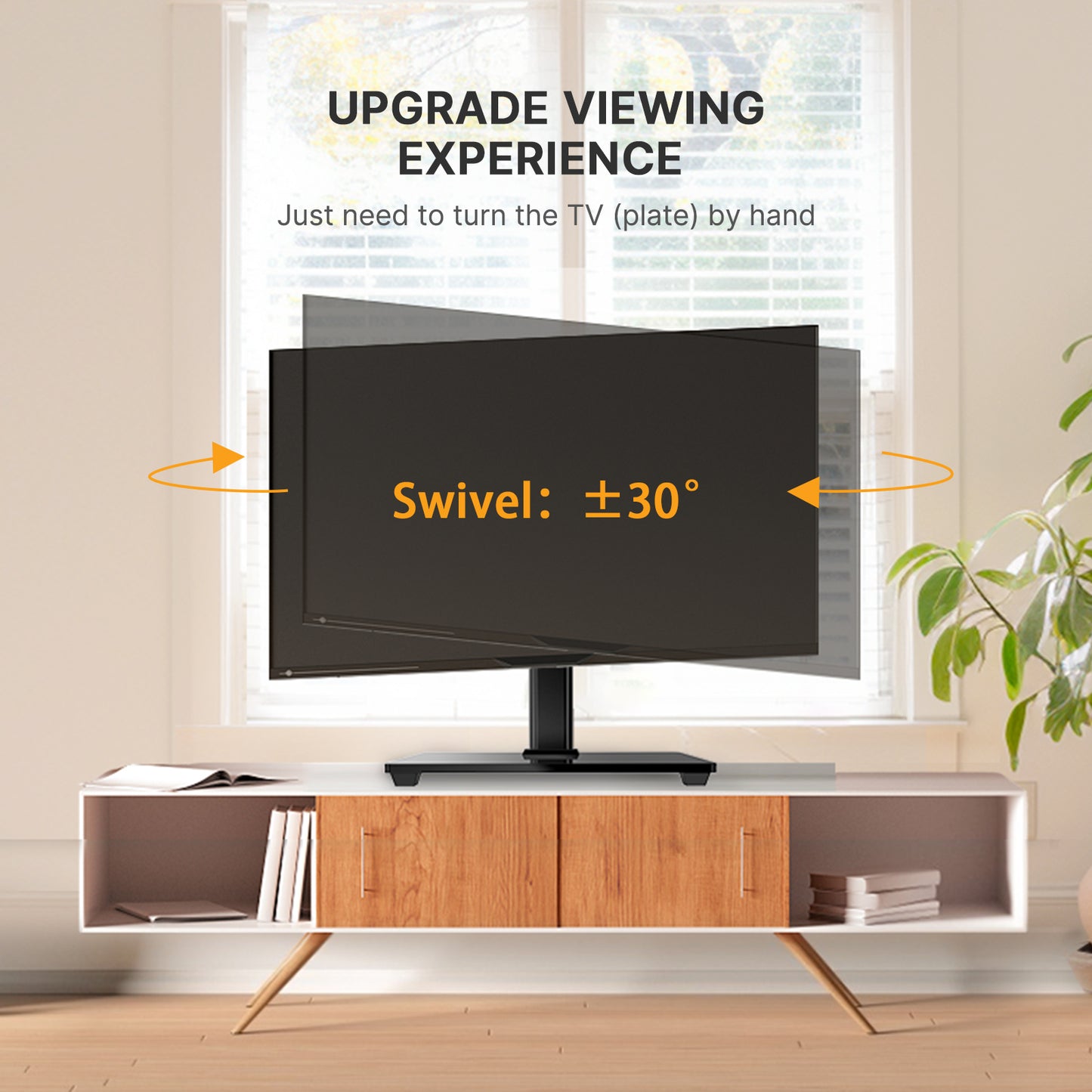 Universal Swivel TV Stand Mount, Tabletop TV Stand for 24-60inch TVs, Max 400x400, Holds up to 88lbs