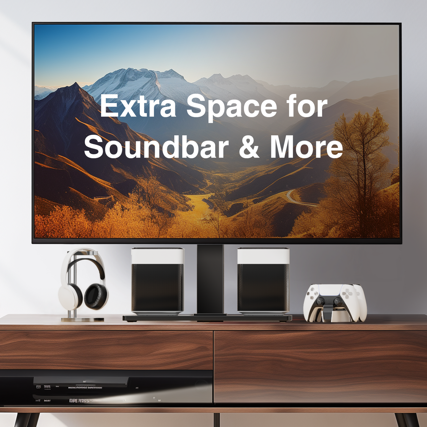 Universal Swivel TV Mount Stand Base for 37 to 70 inch LCD LED TVs, Height Adjustable Table Top TV Stand with Tempered Glass Base, Max 600x400mm, Holds up to 88lbs