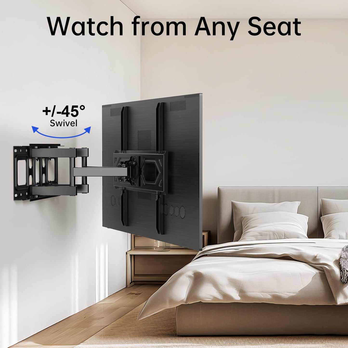 Full Motion Articulating TV Wall Mount Swivel Tilting Bracket Fit for 26-65 In Flat & Curved TVs