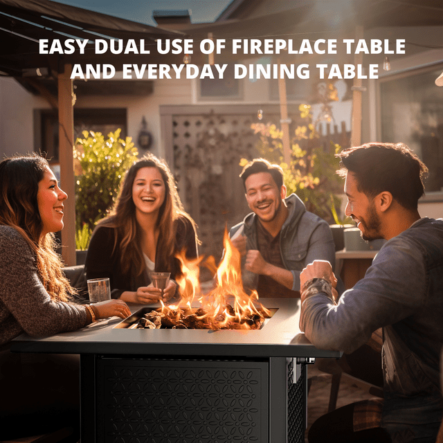 32" Propane Fire Pits with Cover 50,000 BTU Gas Fire Pit Table for Outside with Lid and Lava Rock - Walmart.com
