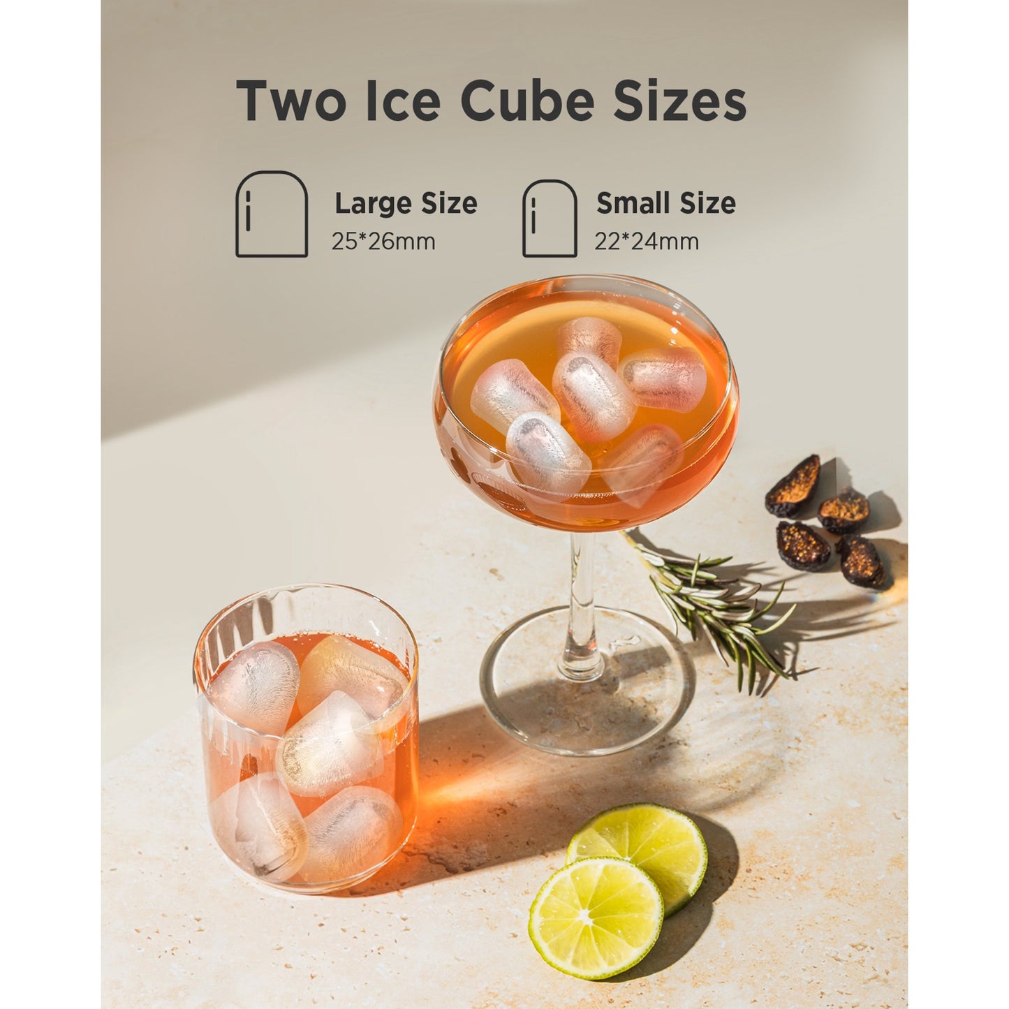 Portable Ice Maker Countertop, 9Pcs/8Mins, 26lbs/24H, Self-Cleaning Ice Machine with Handle, 2 Sizes of Bullet Ice for Home Kitchen Office Bar Party, Black
