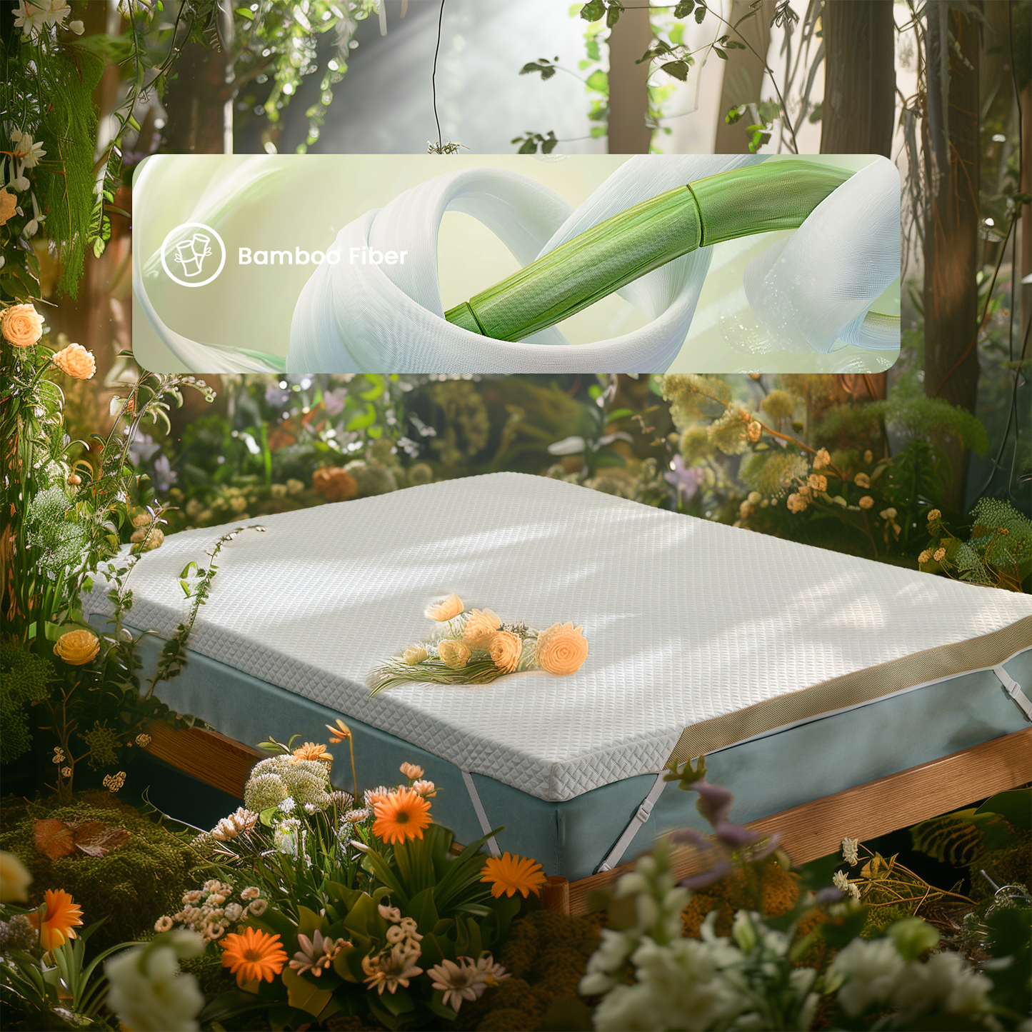 3 Inch Memory Foam Mattress Topper with Removable & Washable Bamboo-Rayon Cover, Queen, CertiPUR-US Certified