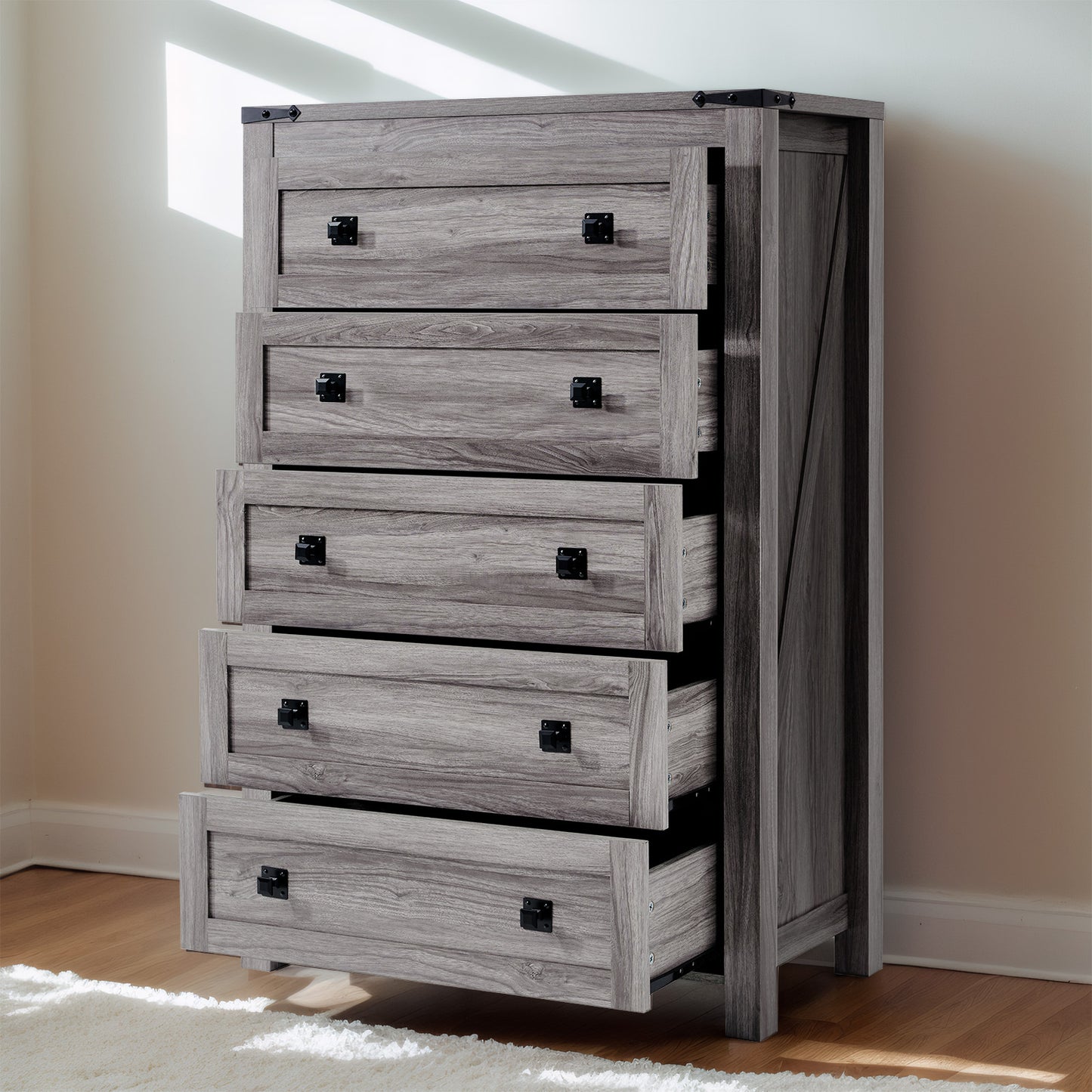 CHITOOMA 5 Drawer Dresser for Bedroom Modern Storage Tower for Closet, Hallway, Entryway, Nursery Room