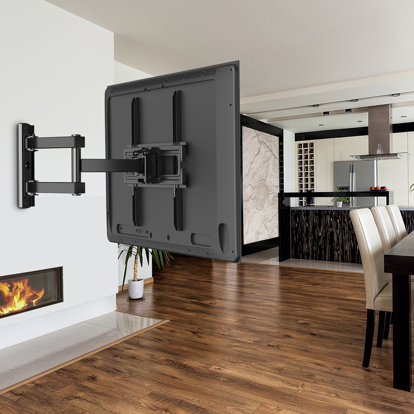 MountFTV Full Motion TV Wall Mount Bracket for 32-55 inch LED LCD OLED Flat Curved Screen TVs Up to 77lbs,Max 600x400mm
