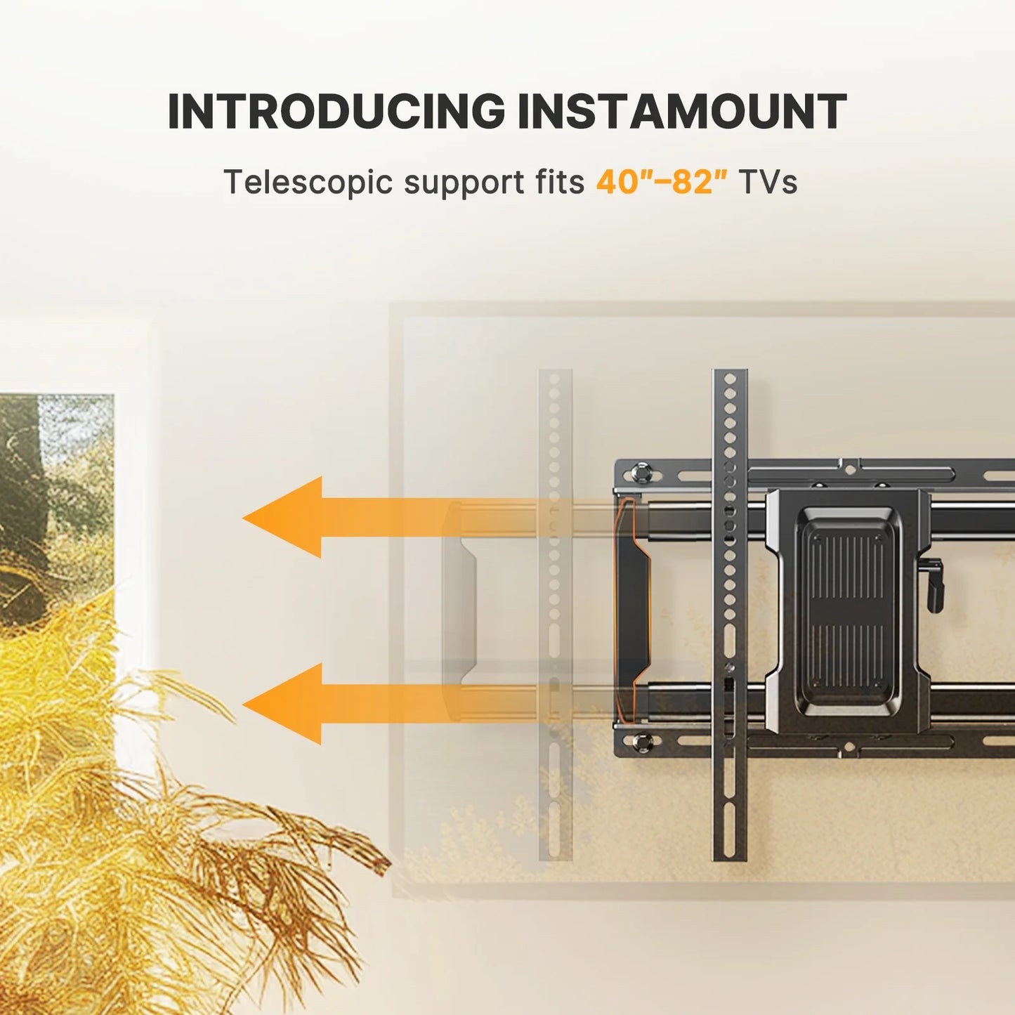 MountFTV Full Motion Articulating TV Wall Mount for Most 40–82 inch Curved TVs with Swivel, Tilt, Extension, Leveling, Max 600x400mm, Holds up to 100lbs