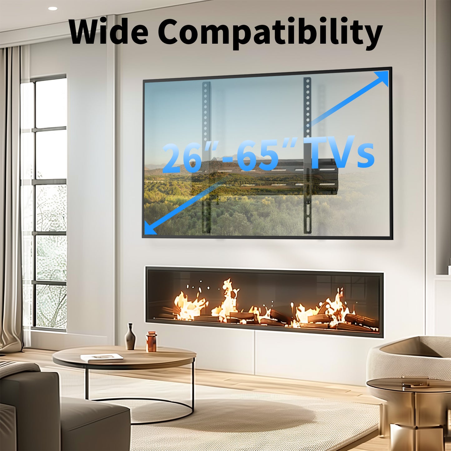 MountFTV Tilting TV Wall Mount for 26-55 inch, TV Wall Bracket Up to 15° Tilting, Max 400X400mm, Hold Up to 99 lbs