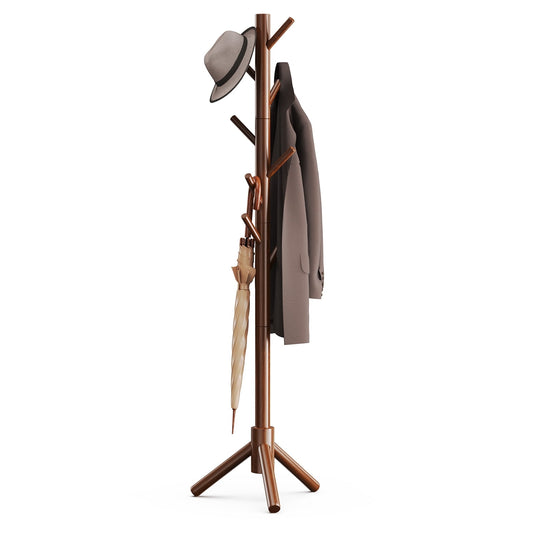 Coat Rack Stand, Coat and Hat Hanger Freestanding Standtree, 8 Hook and 3 Adjustable Heights Coat Tree, Home, Office, Entryway, Hallway