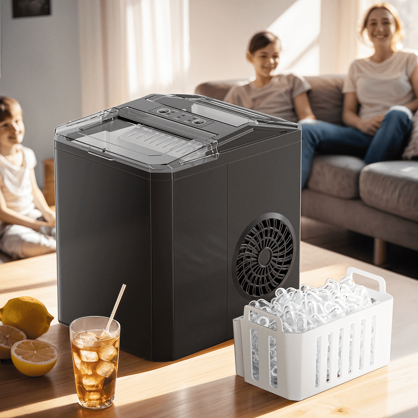 Countertop Ice Maker Machine, Portable Ice Makers Countertop, 26lbs/24H, 9 Cubes in 7 Mins, Self-Cleaning Ice Maker with Ice Scoop and Basket, Black