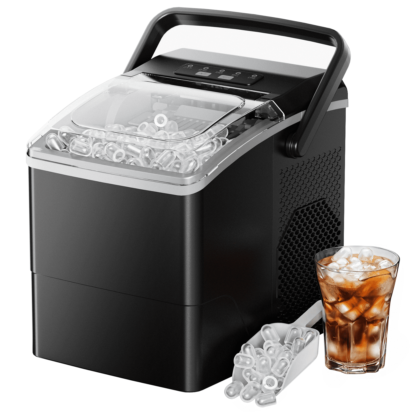 Countertop Ice Makers Machine 6 Mins 9 Bullet Ice, 26 Lbs/24 Hrs, Bullet Ice Maker with Self Cleaning Function, Portable Ice Maker for Home Kitchen Party, Black
