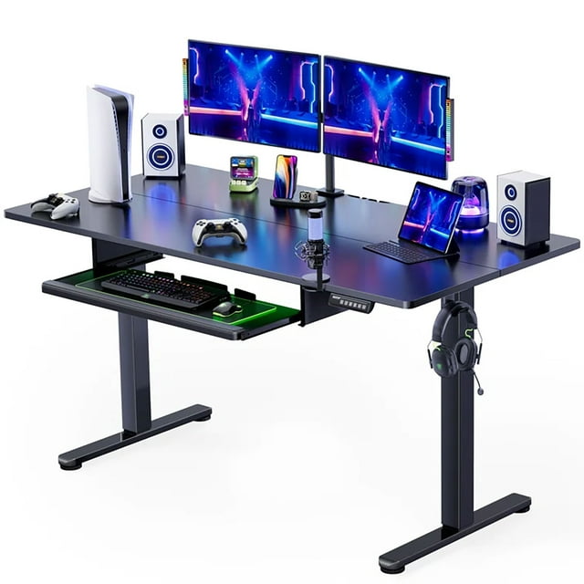 Electric Standing Desk with Keyboard Tray 48 x 24 Inches Height Adjustable Sit Stand up Desk Memory Computer Home Office Desk - Walmart.com