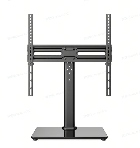 MountFTV Swivel Universal TV Stand Mount TV Stand for 27"-75" TVs Adjustable Height Table Top TV Stand Base Glass with Tray,Hold up to 100Lbs,Max 600x400mm