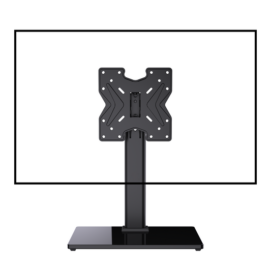 MountTV Universal Tabletop TV Stand for 19-39 inch TVs Monitor, Height Adjustable with Tempered Glass Base, Max 200x200mm