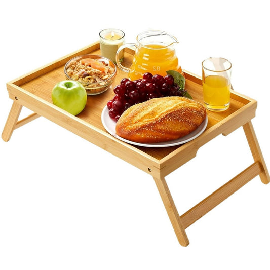 Myfurnideal Bamboo Bed Tray Table with Foldable Legs Laptop Desk Breakfast Tray for Sofa, Bed, Eating, Working