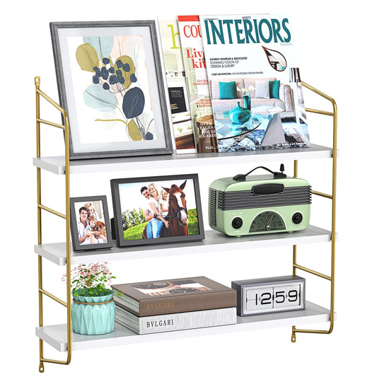 Myfurnideal Floating Shelf Adjustable Wall Mounted Shelves with 3 Panels for Living Room, Bedroom, Bathroom, Kitchen