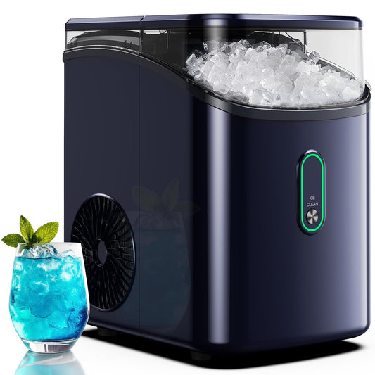Philergo Nugget Ice Maker Countertop, Pebble Ice Maker with Soft Chewable Ice, 35 lbs/24 Hrs for Home, Kitchen, RV, Camping, Dark Blue